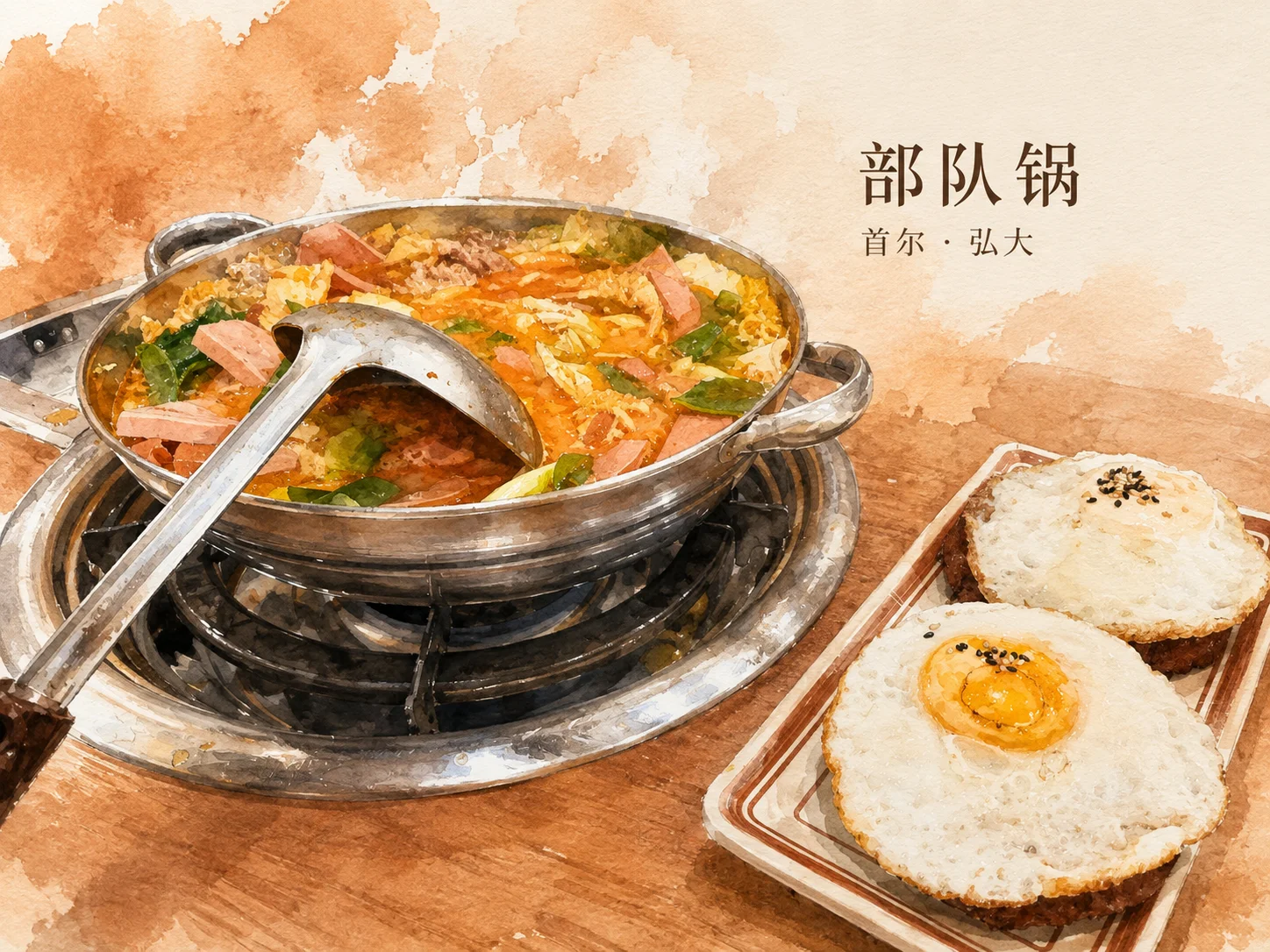 Budae-jjigae in Hongdae after a late evening out.