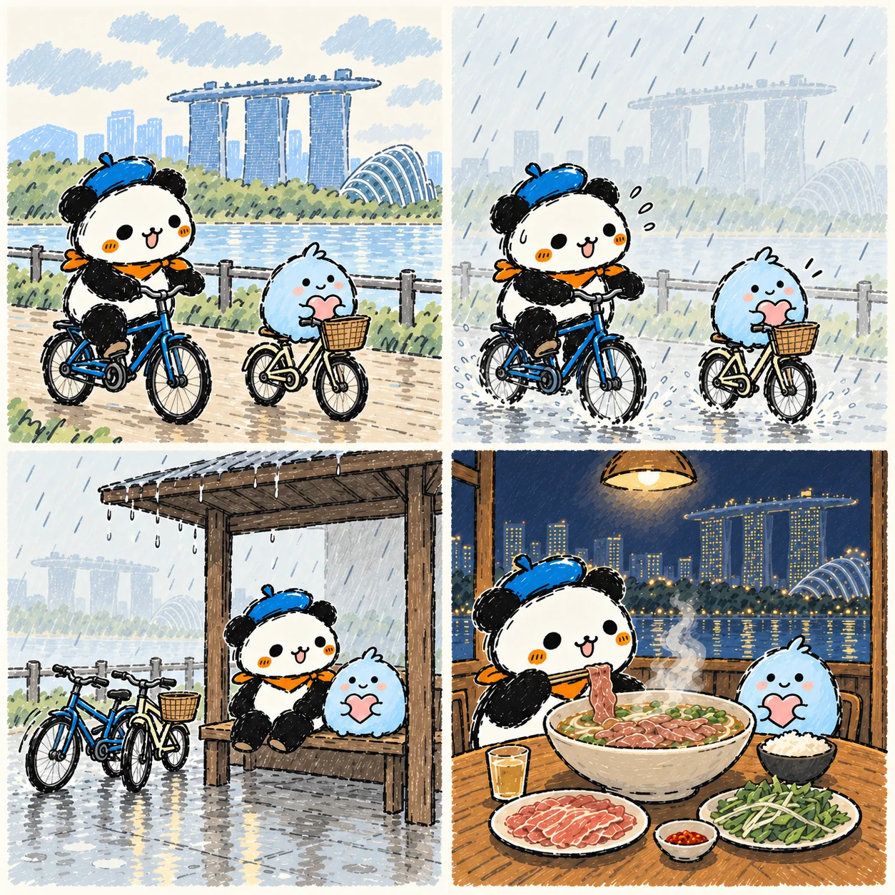 雨里的滨海湾